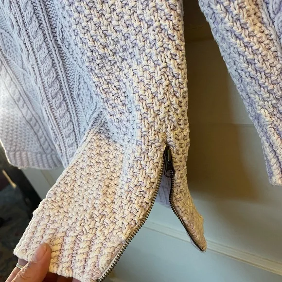 LL Bean Signature Cotton Fisherman Cable Knit Tunic - Lavender Size XL - Picture 4 of 10